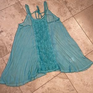 Aqua flowy top with lace strap
